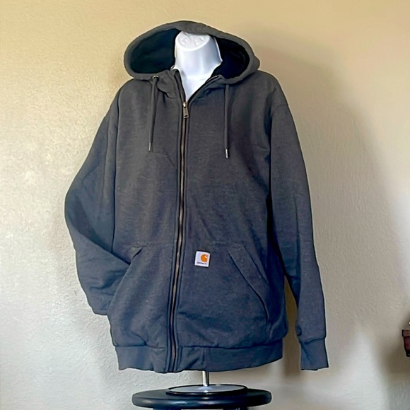 Mens Carhartt hoodie grey heavy weight size Large - Picture 1 of 7